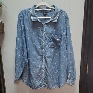 Torrid Daisy Embroidered Tencel Shirt